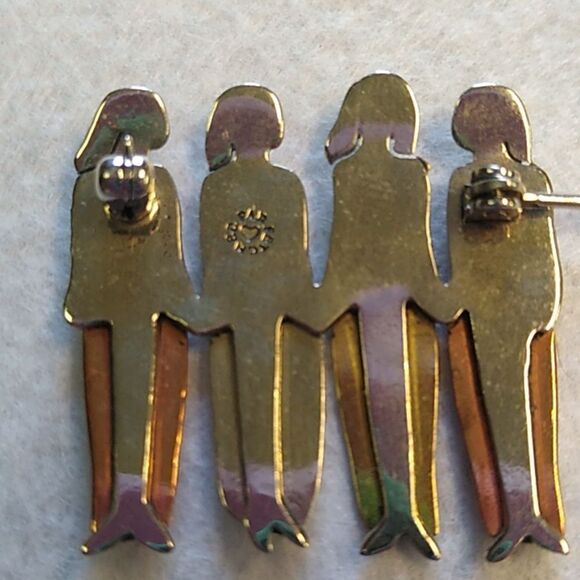 Far Fetched Four Sisters Pin/Brooch Mixed Metals Alpaca Silver Brass Copper - Picture 3 of 6